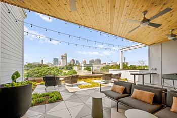 Alton Mill District Apartments in Charlotte, North Carolina Rooftop Patio with City Views